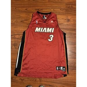 Adidas Miami Heat Jersey #3 Dwyane Wade Sewn Red NBA Mens Size XXL